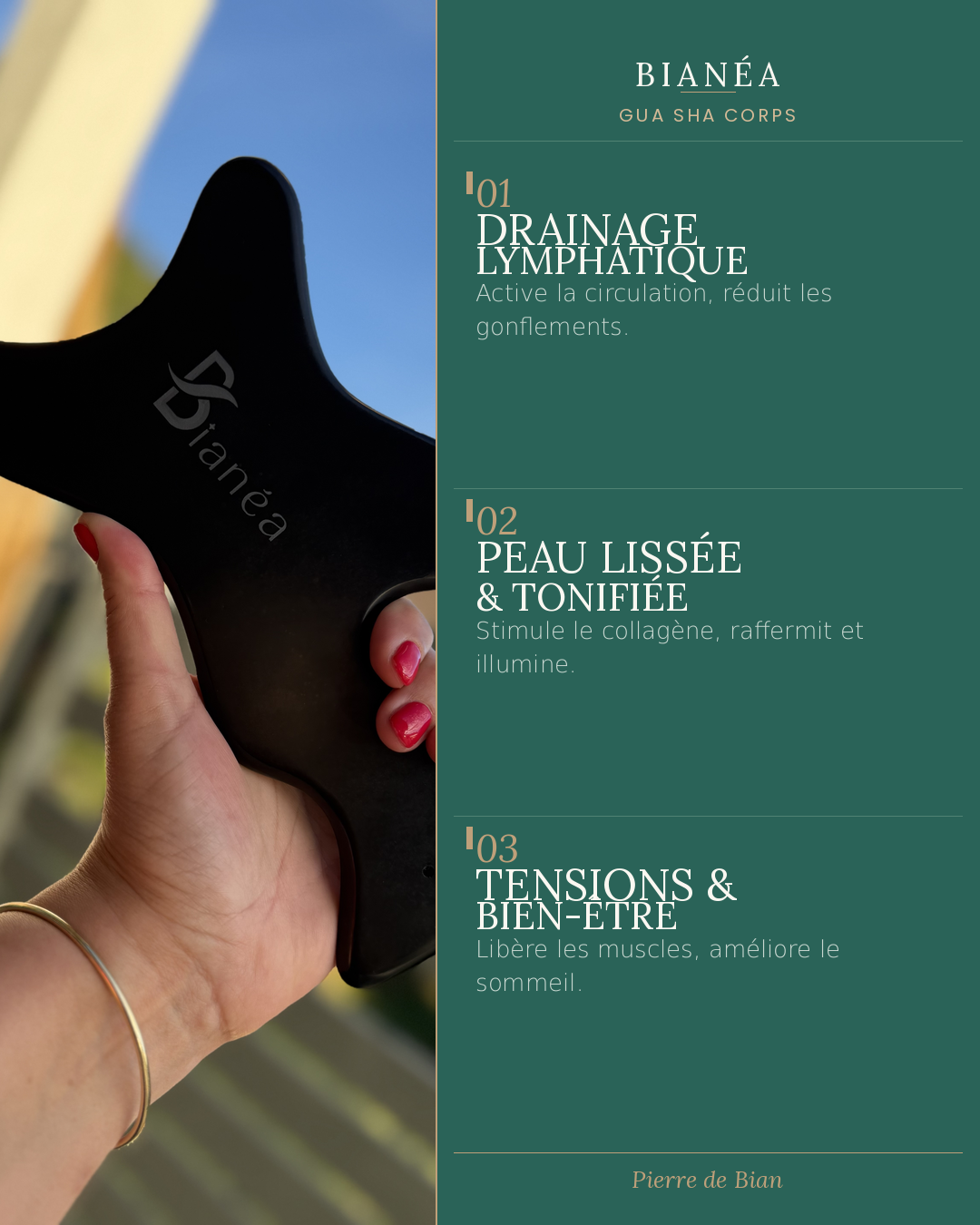 Relance les circulations • Libère les tensions •  Allège le corps